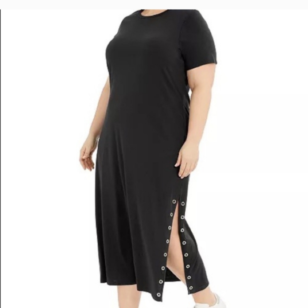 Michael Kors Black Short Sleeve Dress with Side Grommet Detail